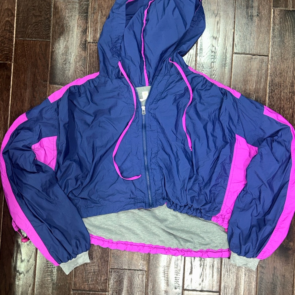 Blue and Pink Hooded Jacket